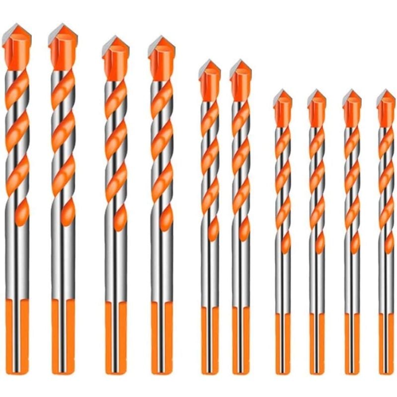 Lntyq - 10 Pièces Carbure De Tungstène Maçonnerie Foret Ensemble pour Céramique Porcelaine Métal Acier (6/8 /10 /12mm)