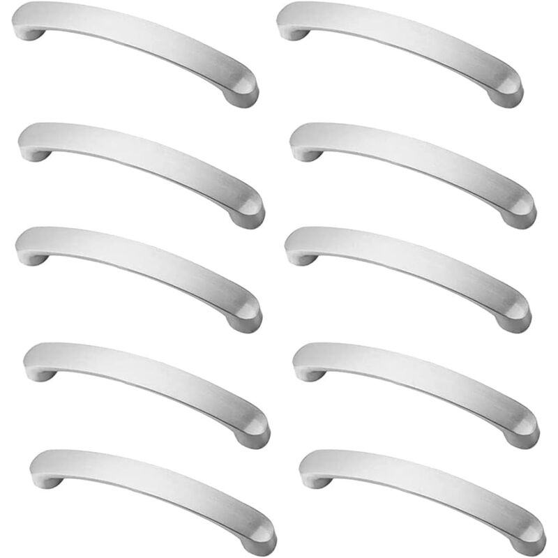Lntyq - 10 Pièces Poignée de Meuble, Poignée De Porte d'Armoire de Cuisine en Aluminium Argenté pour Placards Poignet Meuble Cuisine,Distance du Trou