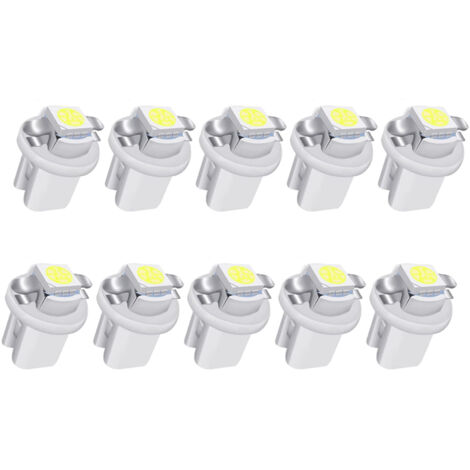 Lntyq 10 Stück LED T5 weiße LED-Birnen B8.5 Armaturenbrett-Glühbirnen 1-5050-SMD für Armaturenbrett-Tachometer-Instrumententafel-Kontrollleuchte