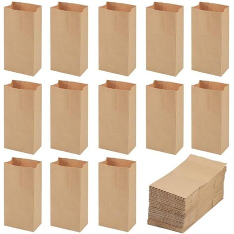 Lntyq 100 Kraftpapiertüten, 9 x 5,5 x 18 cm, braune Basteltüte, Geschenk-Süßigkeitstüten, kleine Geschenktüte, Kraftpapier-Lebensmittelbeutel für Hochzeit, Geburtstag, Weihnachten, Halloween, Party