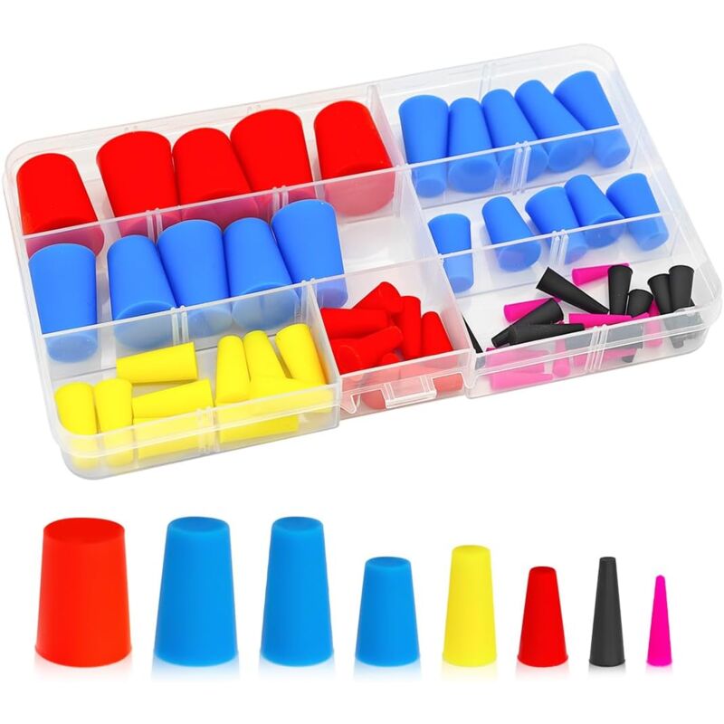 Lntyq - 100 Pièces Bouchons Coniques en Caoutchouc Silicone, Kit D'assortiment De Bouchons Coniques Protecteurs en Caoutchouc Silicone Haute