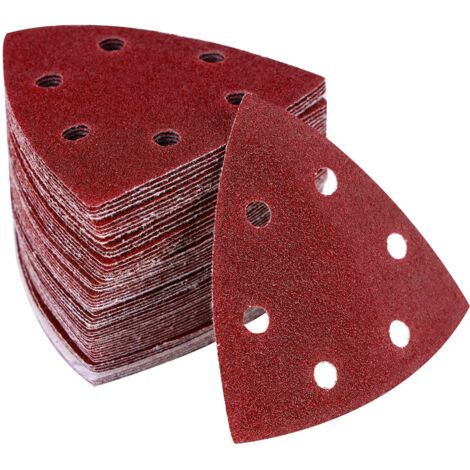 Lntyq 108-teiliges Dreieckschleifer-Set mit Klett-Schleifblättern, 6 Löcher, 90 x 90 x 90 mm, 18 x Körnung P40 P60 P80 P120 P180 P240
