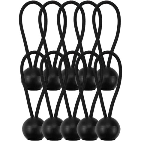 Lntyq 10er-Pack kleine, verstellbare Bungee-Seile mit Kugel, robust und langlebig für Zelte, Stangen, Gepäck und Banner (schwarz).