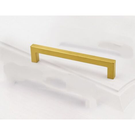 Lntyq 10er-Pack massive, quadratische Schrankgriffe – gebürstetes Gold, 96 mm Fensterabstand, für Küchenschranktüren, Schlafzimmerkommodenschubladen, Badezimmer-Hardware