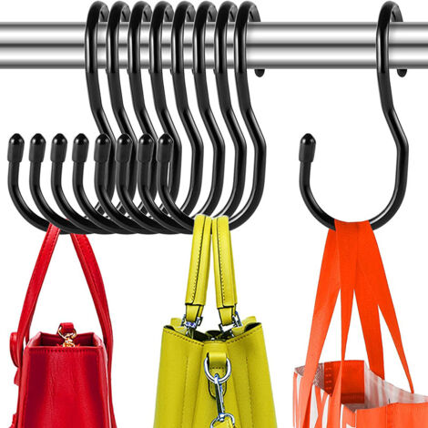 Lntyq 10er-Pack S-Haken für den Kleiderschrank, einzigartige Haken mit gedrehtem Design für Handtaschen, Geldbörsen, Handtaschen, Gürtel, Schals, Hüte, Kleidung