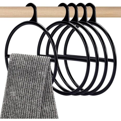 Lntyq 10er-Pack schwarze, runde Schalbügel aus Kunststoff, Krawattenbügel, Schal-Aufbewahrungsregal für Schals