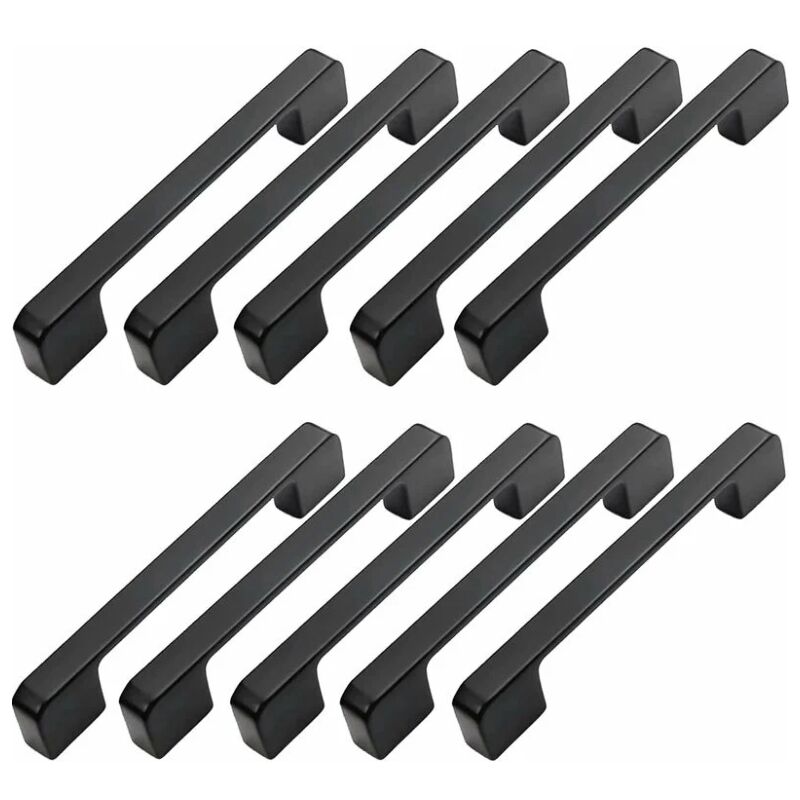 Lntyq - 10pcs Poignée Meuble Entraxe 160mm-Poignée Porte Cuisine Noire Poignee Barre Meuble Poignee De Cuisine Noire 160mm