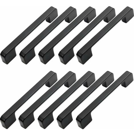 Lntyq 10pcs Poignée Meuble Entraxe 160mm-Poignée Porte Cuisine Noire Poignee Barre Meuble Poignee De Cuisine Noire 160mm