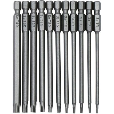 Lntyq 11-teiliges Torx-Schraubendreher-Bit für Schrauben mit 100 mm magnetischer Spitze und 1/4-Zoll-Schraubendreher T6-T40 zum Reparieren von Kratzern und Kratzern