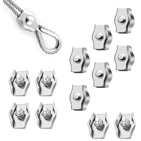 Lntyq 12 Stück M3 Drahtseilklemmen Edelstahl Simplex Kabelclips Stahlseilklemmen für Baustellen und Schiffe