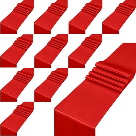 Lntyq 12 Stück Satin-Tischläufer, 30 cm x 275 cm, rot, langer Seidensatin-Tischläufer für Hochzeitsstuhl-Dekoration, Partytisch, Hochzeitsbankett, Abschlussfeier, Geburtstag