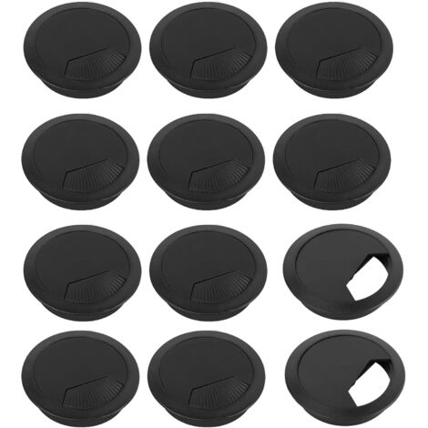 Lntyq 12 STÜCKE Kabel Durch Tisch, 60mm Kabel Durch, Kunststoff Tisch Kabel Durch Schwarz Kabel Durch Tisch