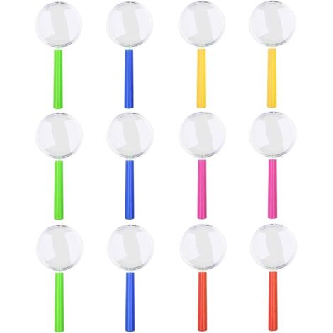 Lntyq 12-teiliges Lupenset in verschiedenen Farben, Insektenlupe, bunte Lupe für Kinder, Vergrößerung für Schüler zum Lernen, Detektivforscher für Kinder (12 PCS)