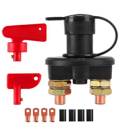 Lntyq 12 V 24 V Batterie-Leistungsschalter, Batterieschalter aus reinem Kupfer, 12 V 24 Batterieschalter, Leistungsschalter mit NATO-Knochenschlüssel, geeignet für Autos, Wohnmobile, LKWs, Schiffe, Ya