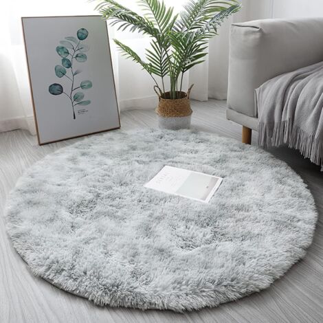 Lntyq 1,2 x 1,2 m, weicher, runder Teppich für Schlafzimmer, moderner, flauschiger, runder Teppich für Kinder, Mädchen, Babyzimmer, plüschiger, runder Teppich für Kinderzimmer, süßer und gemütlicher F