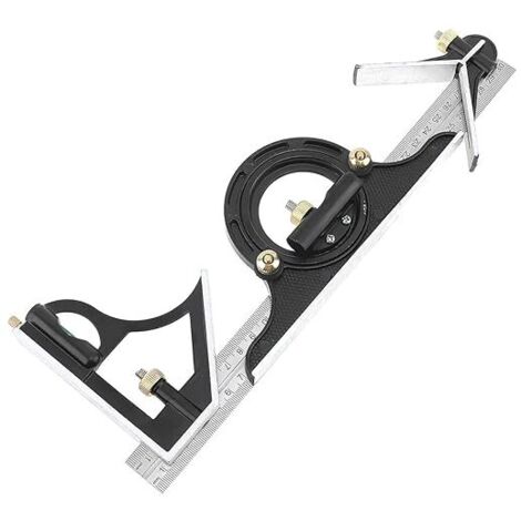 Lntyq 12 Zoll 300 mm verstellbarer verschiebbarer Kombinationswinkel und Winkelmesser, Messset mit Wasserwaage, Zoll/Metrisch