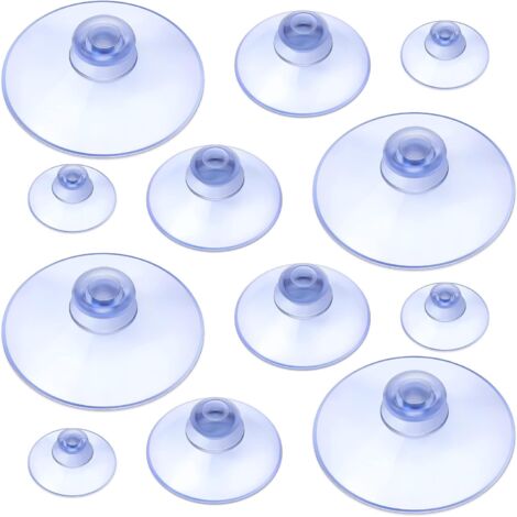 Lntyq 12er-Pack transparente Saugnäpfe, hakenlose Saugnäpfe, 45 mm, 30 mm, 20 mm, Fenstersaugnäpfe, Pilzkopf-Saugnäpfe, runde Knopfsaugnäpfe für den Außenbereich, 3 Größen