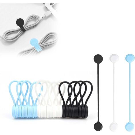 Lntyq 15 magnetische Kabelbinder, magnetische Silikon-Kabelclips, multifunktionale, wiederverwendbare magnetische Kabelbinder, für Kühlschrankmagnete, Kabelorganisation