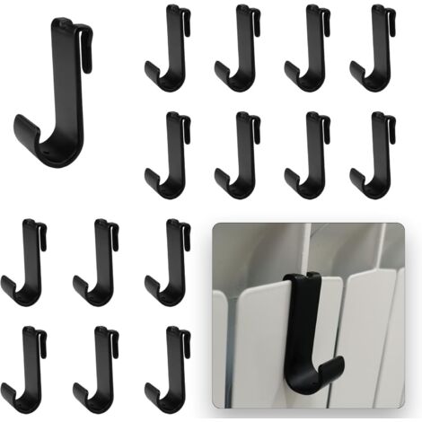 Lntyq 15 Stück schwarze Handtuchwärmerhaken aus Edelstahl, Handtuchhalter für Heizkörper, kompatibel mit Heizkörperlamellen aus Aluminiumdruckguss
