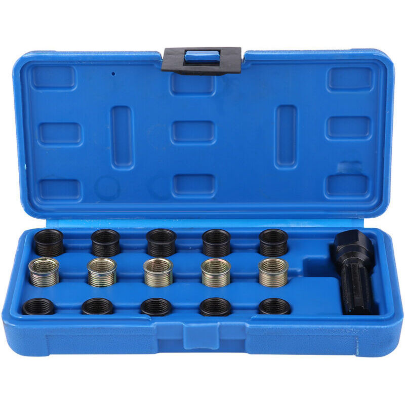 Lntyq - 16 pièces Kit d'outils de réparation de filetage de bougie d'allumage,Taille du filetage M14 x 1,25mm,Taille du taraud M16 x 1,25mm,avec étui