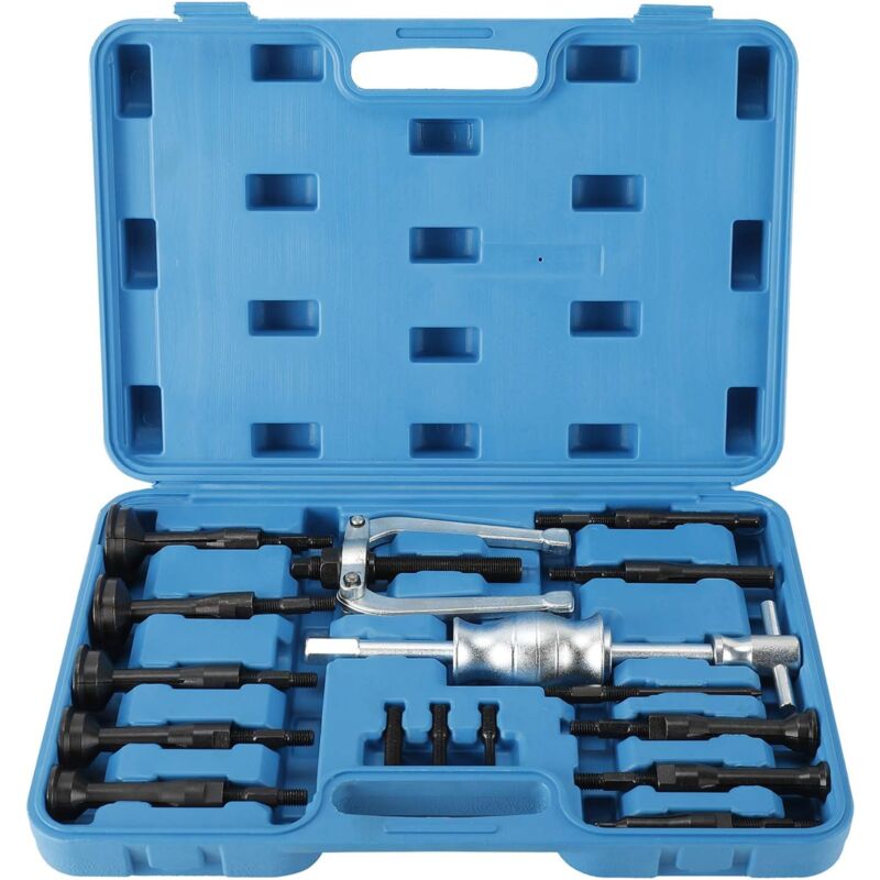 16 pièces Kit Extracteur Roulement Interieur, 8mm-58mm Arrache Roulement Interieur, Outil d'Extraction de Roulement de Trou Borgne avec Marteau