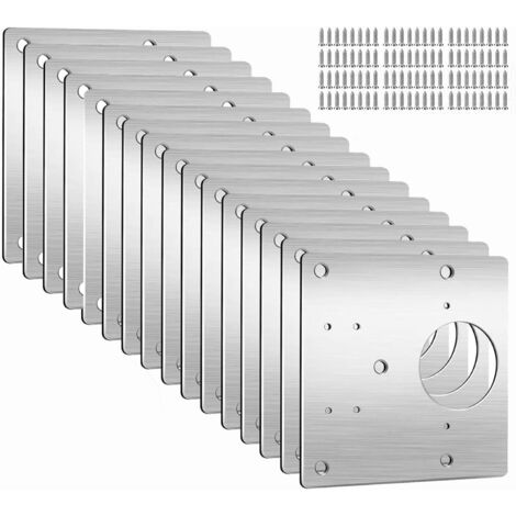 Lntyq 16-teiliges Reparaturset für Türscharniere, Reparaturset für Küchenschrankscharniere, Montageplattenset für Türscharniere aus Edelstahl, für Holz, Möbel, Regale