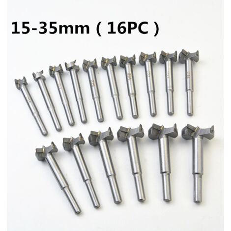 Lntyq 16PCS Fraise Carbure, L'installation de Portes Sphériques, Tiroirs, Mèches à Façonner Foret pour Faire Des Trous Propres à Fond Plat Dans Le Bois (15MM - 35MM)