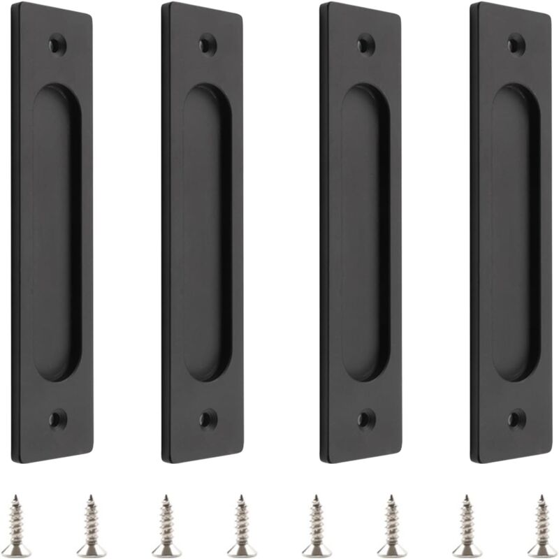 Lntyq - 18cm poignée de porte coulissante rectangulaire auto - adhésive, 4pcs aluminium poignée plate sans emboutissage pour armoire de porte et