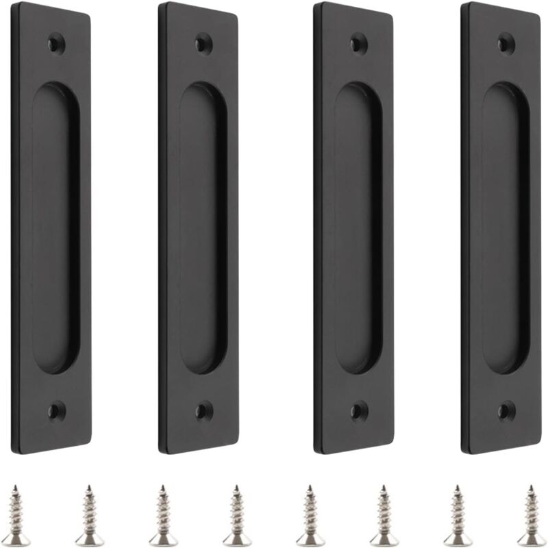 18cm poignée de porte coulissante rectangulaire auto - adhésive, 4pcs aluminium poignée plate sans emboutissage pour armoire de porte et fenêtre