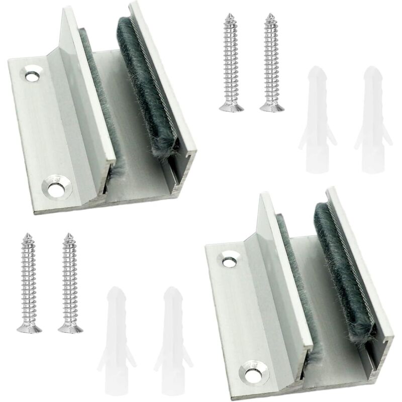 Lntyq 2 guías de piso de aleación de aluminio para puertas corredizas de vidrio con abrazadera para puertas corredizas sin marco.