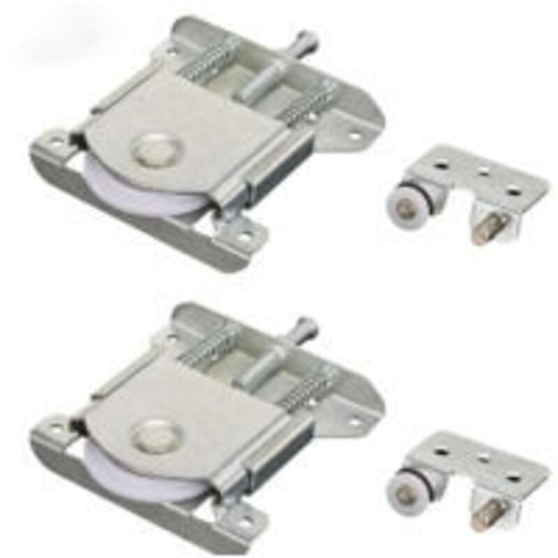 2 Paires Roulette Porte Coulissante Placard,Roulette de Coulissante,Rouleau Placard,Meubles Roues Coulissante,pour Armoires(Argent) - Lntyq