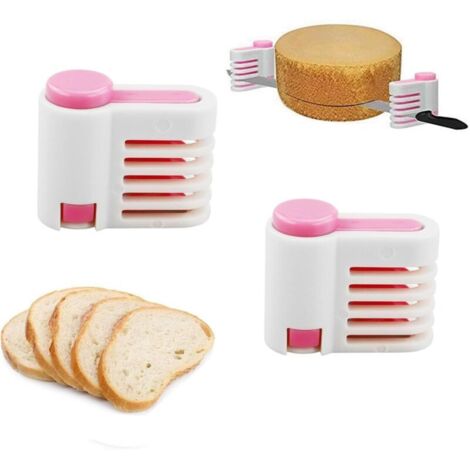 Lntyq 2 PCS DIY Trancheuse à Gâteau, Trancheuse à Pain, Trancheuse à Couches de Gâteau, Outil de Support de Coupe de Tranches à 5 Couches pour Les Amateurs de Cuisine et de Pâtisserie (Rose)