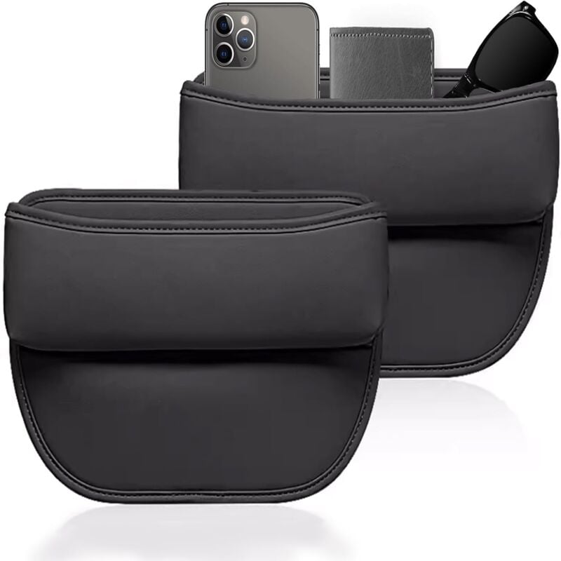 Lntyq 2 Pièces Boîte de Rangement pour SièGe de Voiture,Organisateur Voiture en Cuir,Poche LatéRale de la Console,Multifonctionnel Stockage d'écart