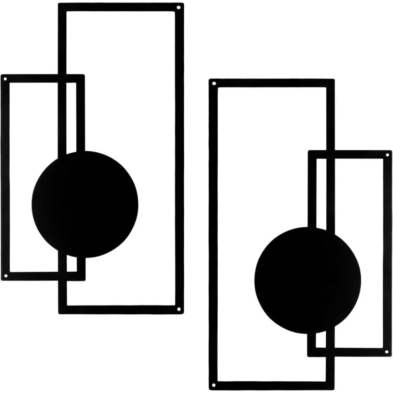 Lntyq - 2 Pièces Décoration murale en métal Décoration murale géométrique en métal noir Décoration murale minimaliste en métal pour maison salon