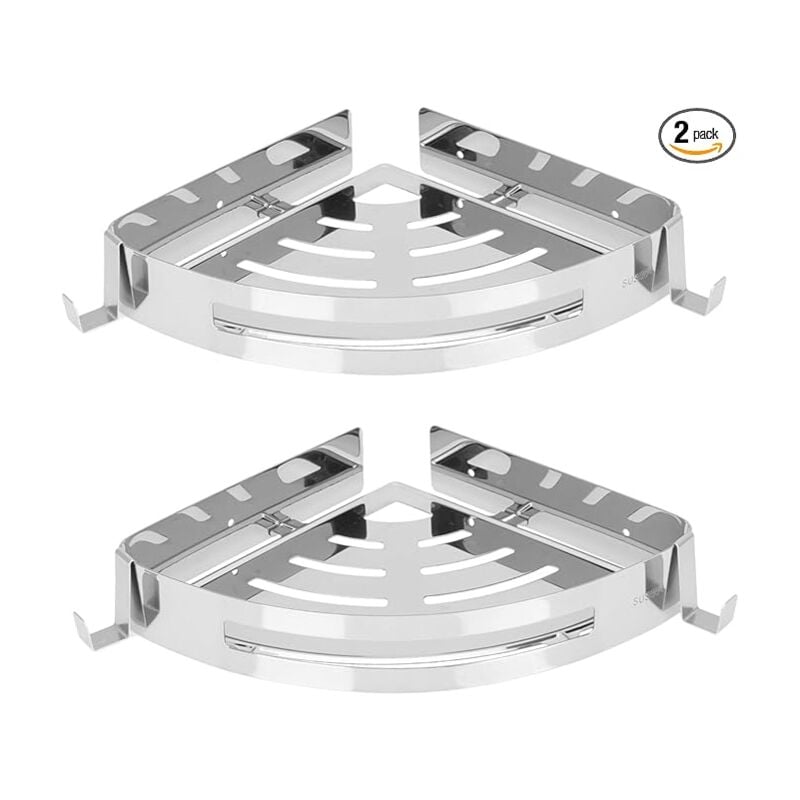 Lntyq 2 pièces étagère de douche pour salle de bain étagère de salle de bain en métal étagère de douche d'angle de salle de bain étagère de douche
