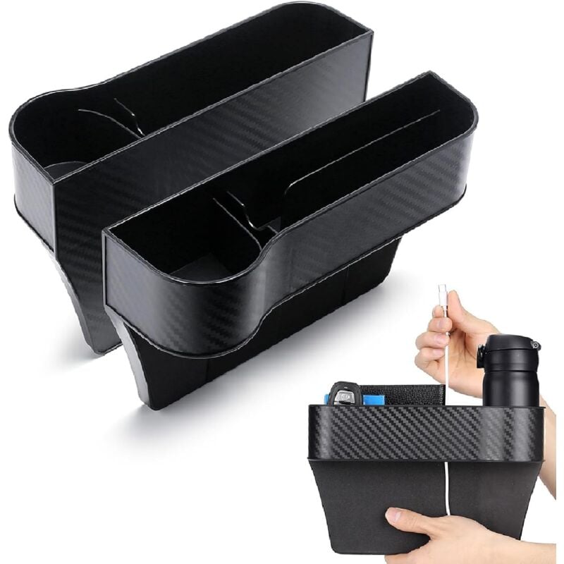 Lntyq - 2 pièces Organiseur LatéRal pour SièGe de Voiture Organiseur de Siège Avant de Voiture Multifonctionnelle Boîte de Rangement pour Siège Écart