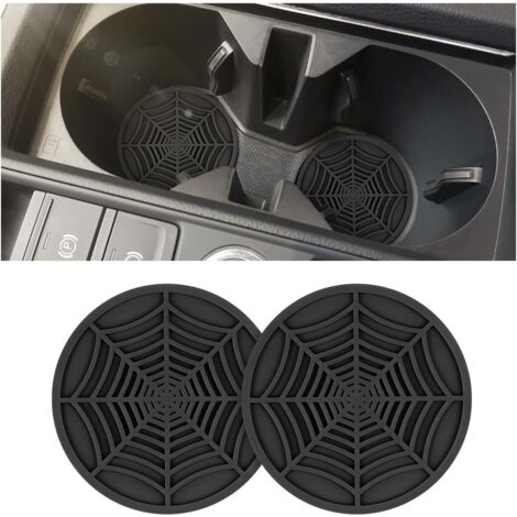 Lntyq 2 Pièces Porte-Gobelet PVC Véhicule, Voiture Universels Porte-Gobelet Tapis, Porte-Gobelets Antidérapant, Rond Porte-Gobelet Tapis De Voiture, Accessoires Décoration Intérieure Voiture(Noir)