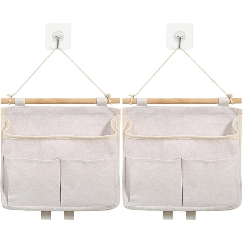 Lntyq - 2 Pièces Sac de Rangement Suspendu, Organisateur Mural Suspendu avec Poche, avec Crochets Mural Suspendu Rangement, Pliable Mural pour