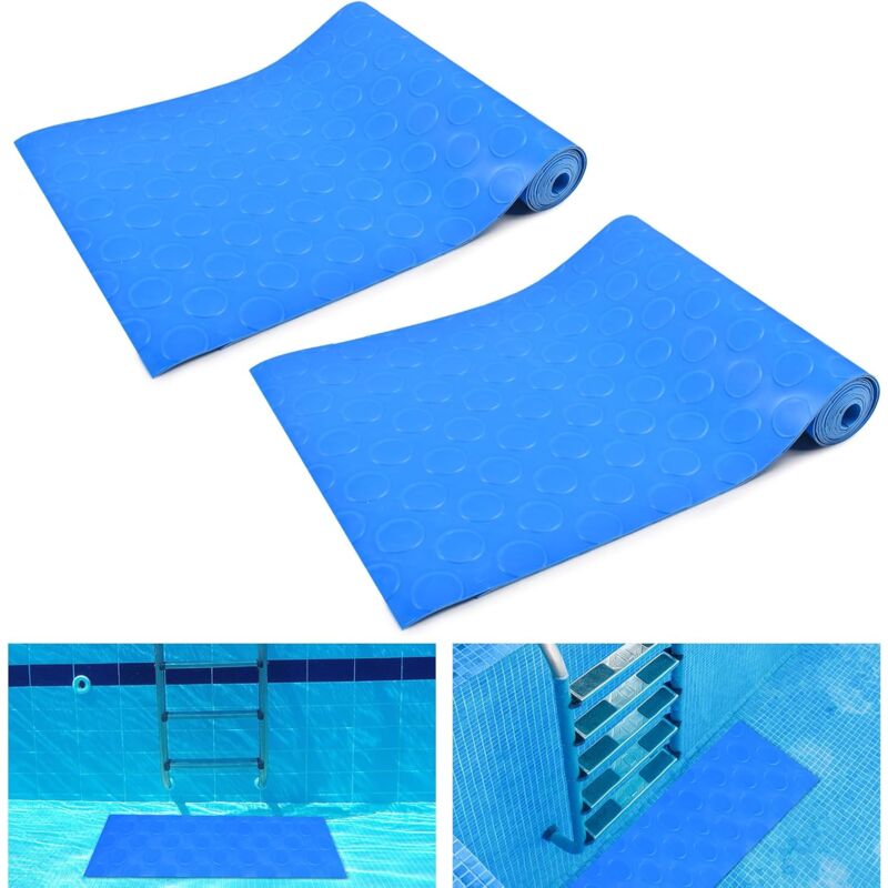 2 Pièces Tapis Échelle Piscine,23×90cm Grand Tapis d'étape de Piscine,Tapis Protection Échelle Piscine avec Texture Antidérapante,pour Marches de