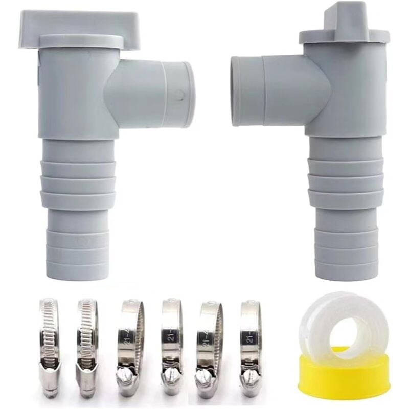 2 Pièces Vanne Intex Raccord Piscine Vanne d Arret Piscine 32/38mm Intex Set of Pool Shut-Off Valve pvc Hose 32 Mm Maintenance Pool Accessories Pool