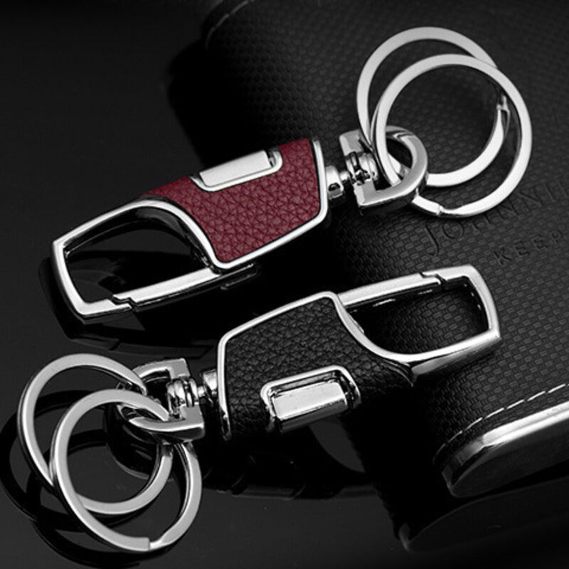 Image of 2 Stück Auto-Schlüsselanhänger, Schlüsselanhänger mit 2 Metallringen, Schwarz und Braun - Lntyq