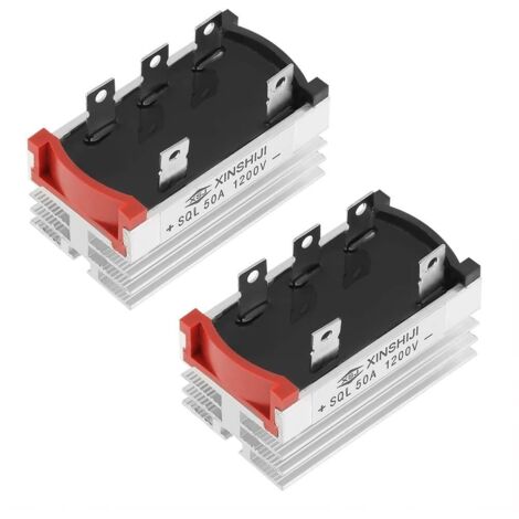 Lntyq 2 Stück Dreiphasen-Diodenbrückengleichrichter, 50 Ampere, 1200 V, Aluminium, Hochleistungs-Diodenbrücken-Dreiphasengleichrichter