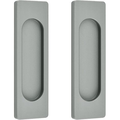 Lntyq 2 Stück rechteckiger Schiebetürgriff, selbstklebender, stanzfreier Schiebetürgriff aus Aluminiumlegierung für Scheunentore, Fenster und Schränke (mattgrau, 100 mm)