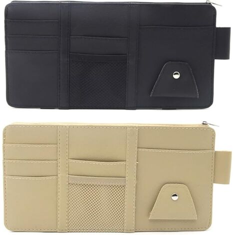 Lntyq 2-teiliger Organizer für Sonnenblenden im Auto, Organizer für Sonnenblenden im Auto, Auto-Innenausstattung, für Handys, Karten, Brillen, Bargeld