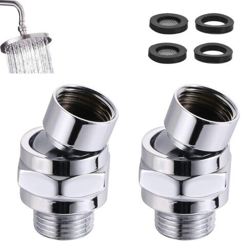 Lntyq 2-teiliger verstellbarer Schwenkadapter für die Dusche, Duschkopf-Kugelgelenk, verstellbares Messing-Schwenkkugelgelenk, Universal G1/2 Chrom, zum Verbinden von Duschköpfen und Wasserleitungen