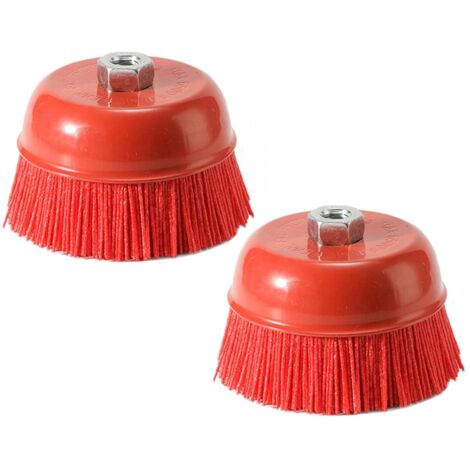Lntyq 2-teiliges Drahtbürsten-Set für M14-Bohrmaschinen, Nylonbürste, Bohrmaschinen-Reinigungsbürste, Nylonbürste für Schleifmaschinen, zum Reinigen und Polieren von Metall, 75 mm