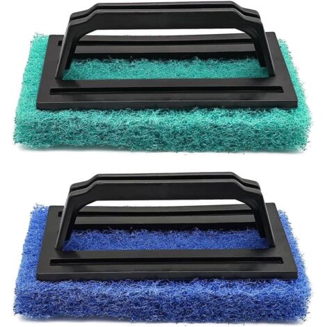 Lntyq 2-teiliges Poolbürsten-Set mit Zauberschwamm, Poolzubehör mit ergonomischem Griff, für Whirlpools, Badewannen, zur Entfernung von Poolflecken und Schaum, Blau + Grün, Material: PP + Schwamm, 15