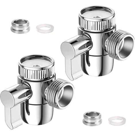 Lntyq 2-teiliges Set Duschumsteller, Wasserhahn, WC-Umsteller, 3-Wege-Ventil, Duschkopfadapter, verchromtes Ventil, Umsteller für Küche, WC, Badezimmer, Waschbecken, Waschmaschine