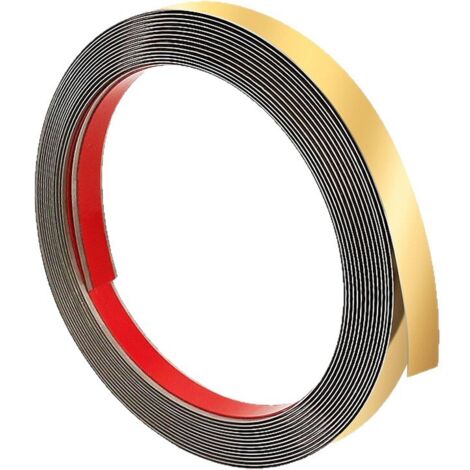 Lntyq 20 mm x 5 m Gold-Zierleiste, selbstklebende, flexible Zierleiste, goldene Zierleiste aus Edelstahl, Wandzierleisten, dekorative Klebeleisten für Decken, Böden und Wände