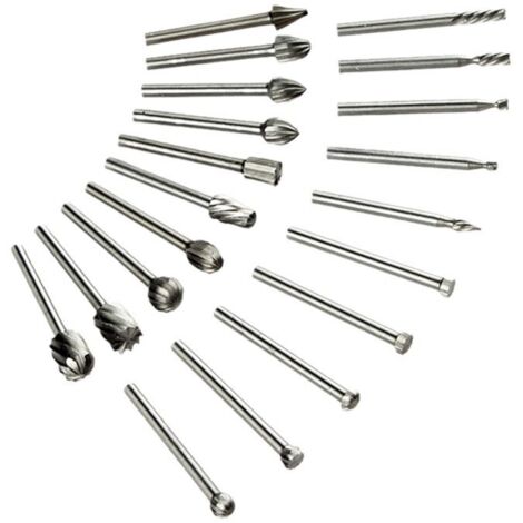 Lntyq 20 Pcs Fraises Rotatives,Jeu de Fraises en Carbure,HSS Burrs Rotatives Embouts Compatible avec Dremel,Tige Outil Rotatif Pour Meuleuse Travail du Bois, Polissage Métal, Gravure, Perçage
